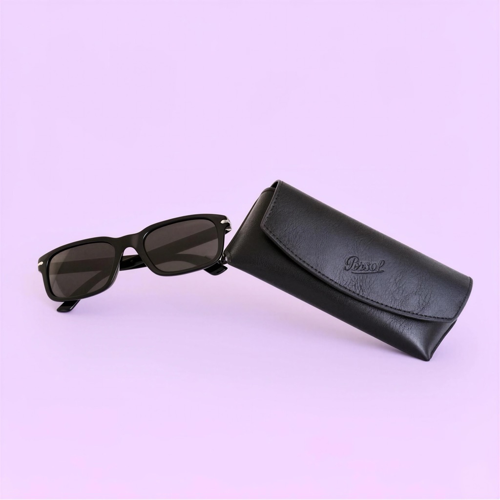 Persol New Black Sunglasses With Black Leather Case